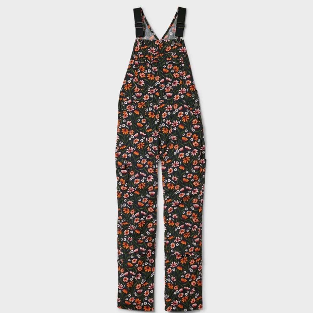 NWT Duluth 3X Heirloom Gardening Bib Overalls Black Cornflowers 3X x31L